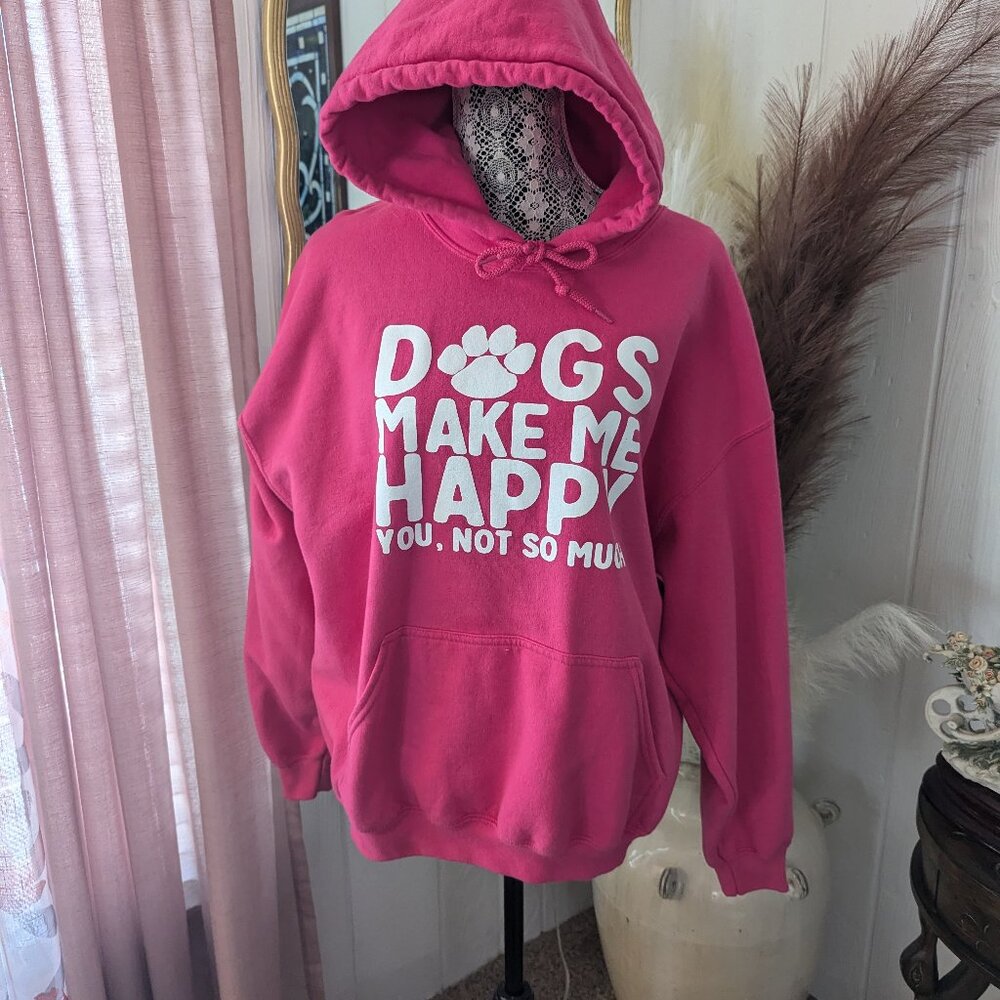 "Adorable" Dogs Make Me Happy Hooded Sweatshirt/Size XL/Ladies